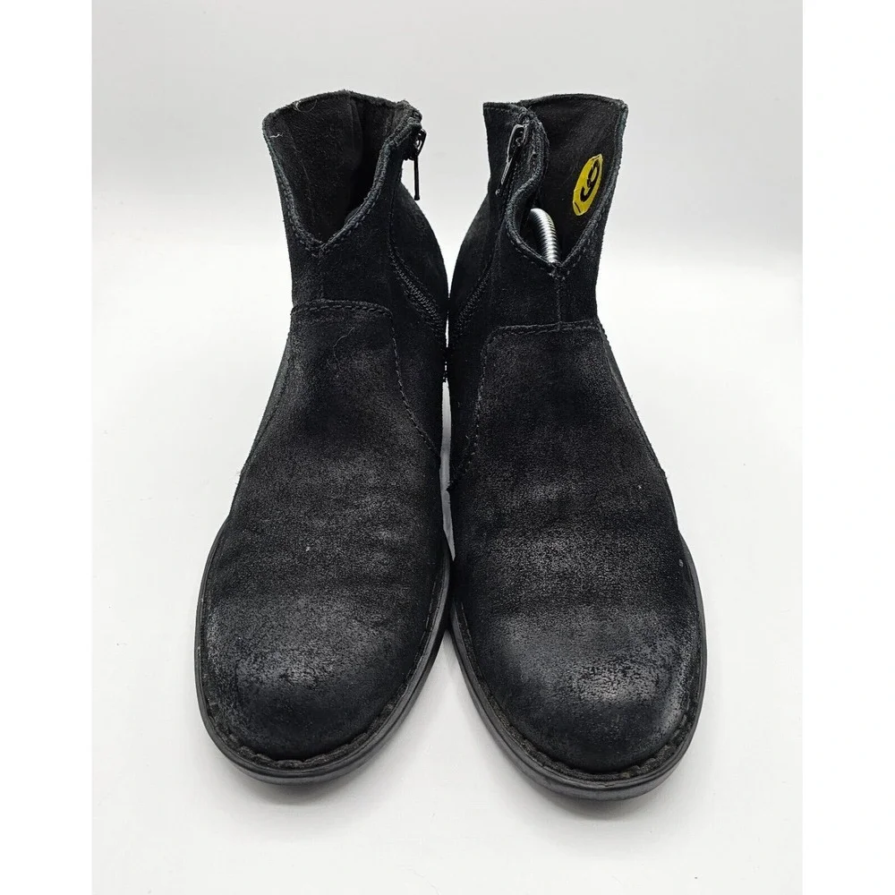 Born Boots Womens 9 Black Rough Michel Ankle Booties‎ Block Heel Zipper D89709